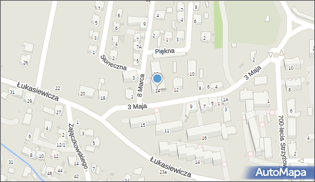 Strzyżów, 3 Maja, 14, mapa Strzyżów