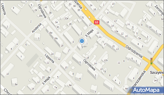 Szczytno, 3 Maja, 3, mapa Szczytno