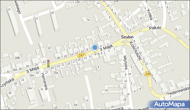 Szubin, 3 Maja, 7, mapa Szubin