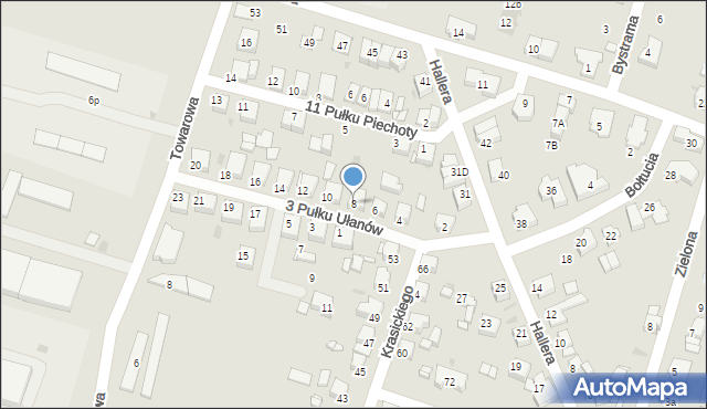 Tarnowskie Góry, 3 Pułku Ułanów, 8, mapa Tarnowskie Góry