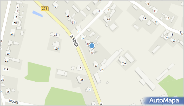 Trzebiechów, 3 Maja, 21, mapa Trzebiechów