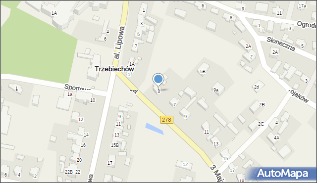 Trzebiechów, 3 Maja, 3, mapa Trzebiechów