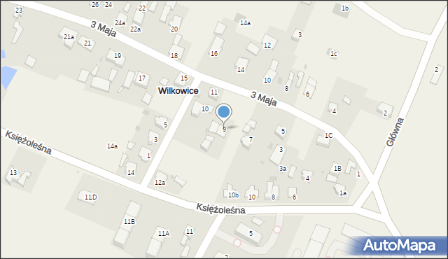 Wilkowice, 3 Maja, 9, mapa Wilkowice