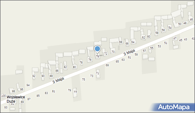 Wojsławice, 3 Maja, 74, mapa Wojsławice