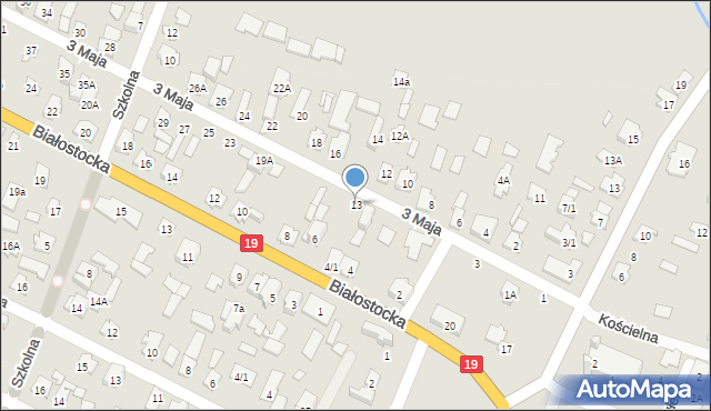 Zabłudów, 3 Maja, 13, mapa Zabłudów