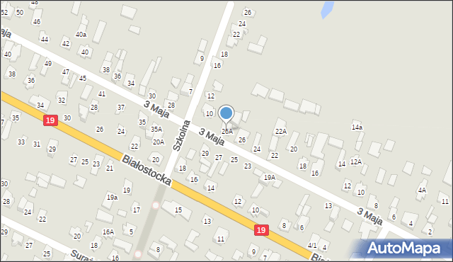 Zabłudów, 3 Maja, 26A, mapa Zabłudów