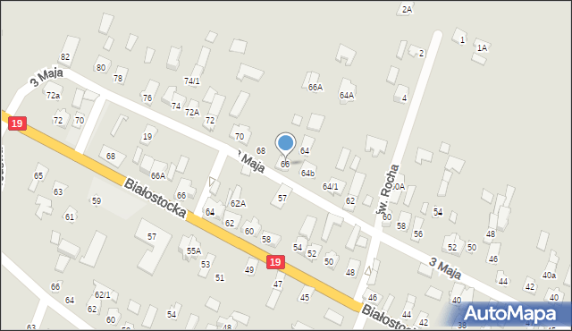 Zabłudów, 3 Maja, 66, mapa Zabłudów