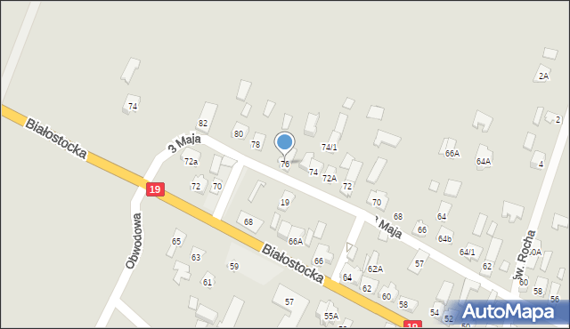 Zabłudów, 3 Maja, 76, mapa Zabłudów