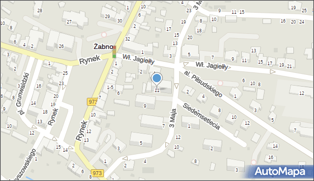 Żabno, 3 Maja, 11, mapa Żabno