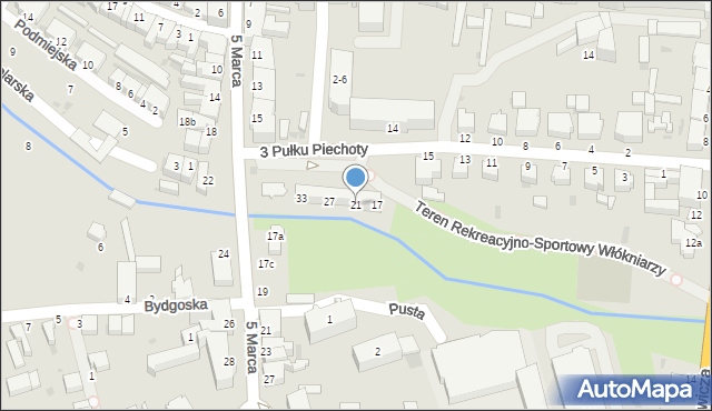 Złocieniec, 3 Pułku Piechoty, 21, mapa Złocieniec