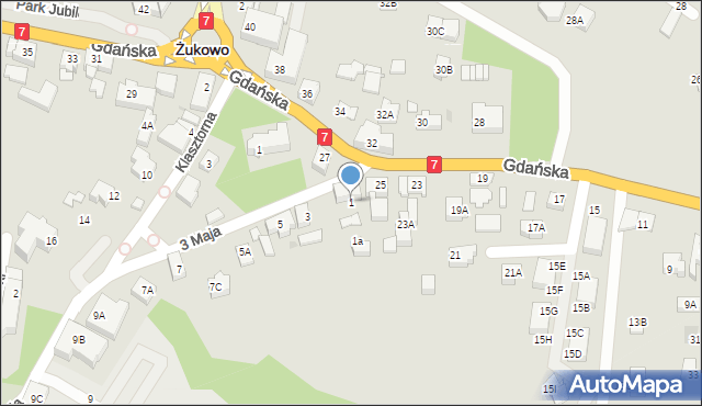 Żukowo, 3 Maja, 1, mapa Żukowo