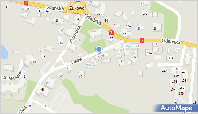 Żukowo, 3 Maja, 5, mapa Żukowo
