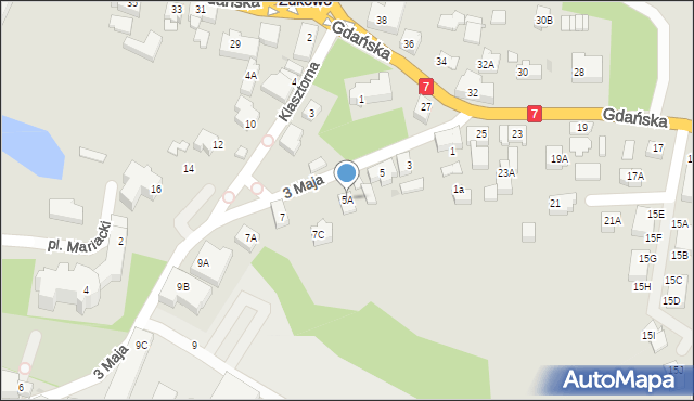 Żukowo, 3 Maja, 5A, mapa Żukowo