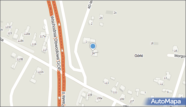 Dąbrowa Górnicza, 40-lecia, 1A, mapa Dąbrowa Górnicza