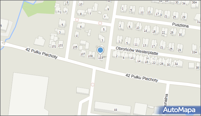 Białystok, 42 Pułku Piechoty, 113, mapa Białegostoku