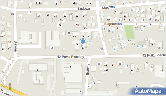 Białystok, 42 Pułku Piechoty, 43, mapa Białegostoku