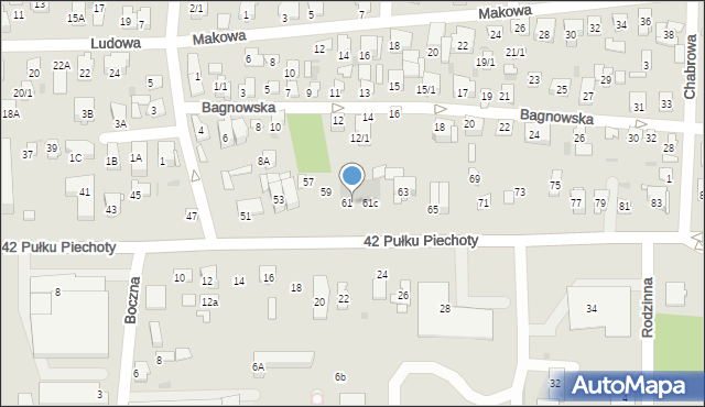 Białystok, 42 Pułku Piechoty, 61a, mapa Białegostoku