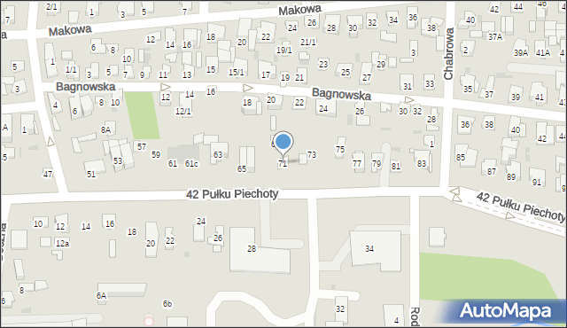 Białystok, 42 Pułku Piechoty, 71, mapa Białegostoku