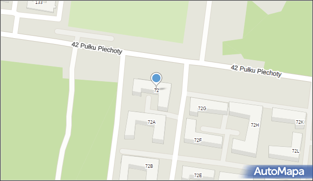 Białystok, 42 Pułku Piechoty, 72, mapa Białegostoku