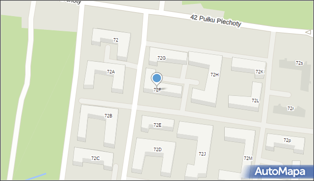 Białystok, 42 Pułku Piechoty, 72F, mapa Białegostoku