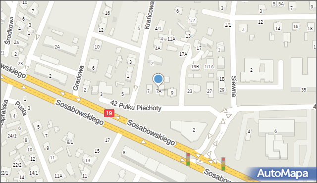 Białystok, 42 Pułku Piechoty, 7A, mapa Białegostoku