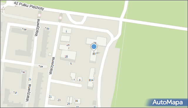 Białystok, 42 Pułku Piechoty, 80, mapa Białegostoku