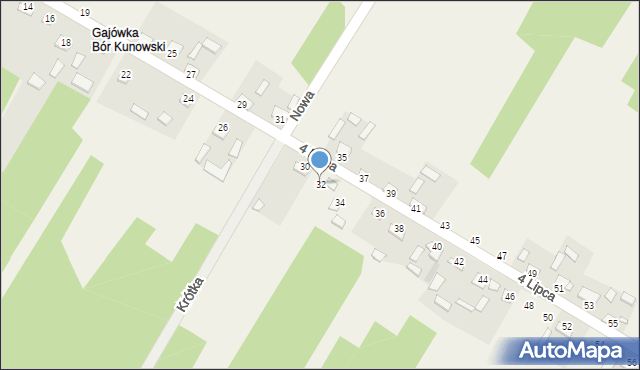 Bór Kunowski, 4 Lipca, 32, mapa Bór Kunowski