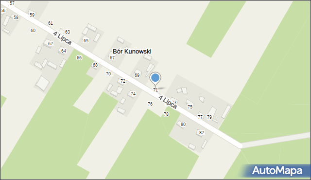 Bór Kunowski, 4 Lipca, 71, mapa Bór Kunowski