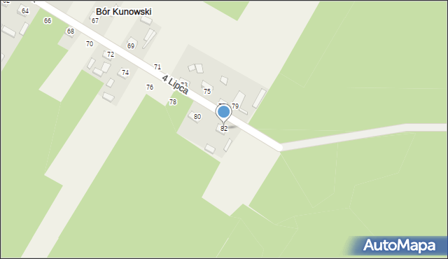 Bór Kunowski, 4 Lipca, 82, mapa Bór Kunowski