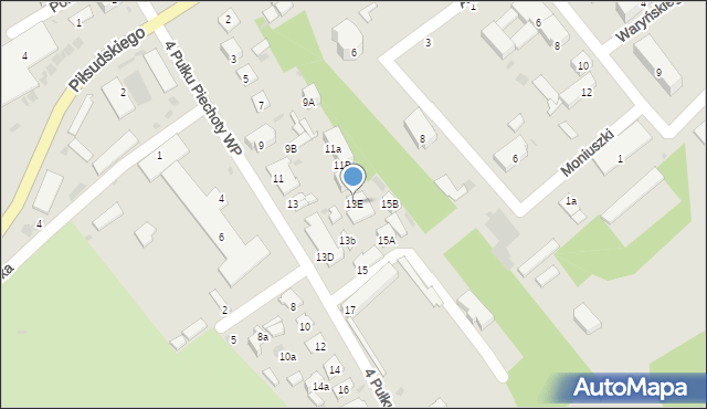 Puławy, 4 Pułku Piechoty Wojska Polskiego, 13E, mapa Puław