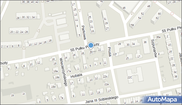 Leszno, 55. Pułku Piechoty, 20, mapa Leszno