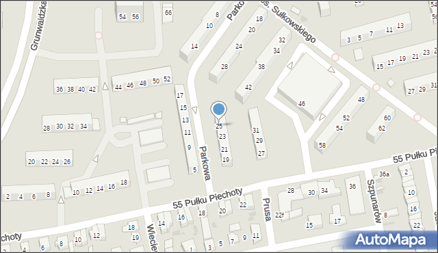 Leszno, 55. Pułku Piechoty, 25, mapa Leszno