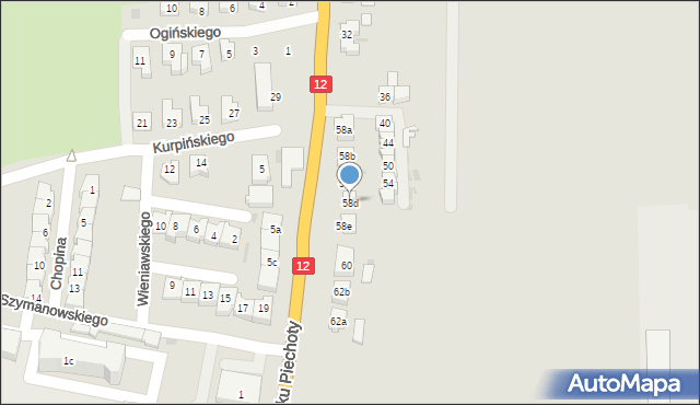 Wschowa, 55 Poznańskiego Pułku Piechoty, 58d, mapa Wschowa