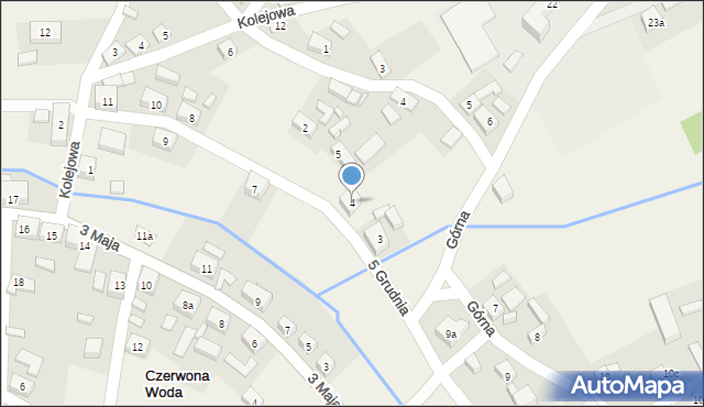 Czerwona Woda, 5 Grudnia, 4, mapa Czerwona Woda