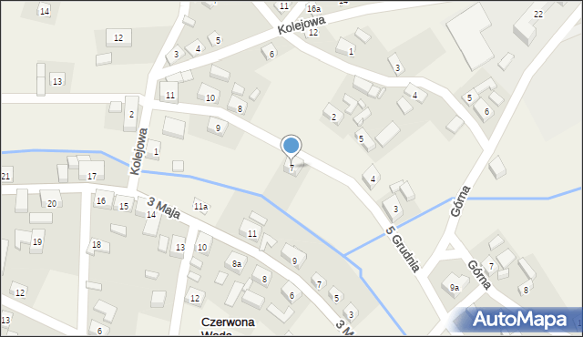 Czerwona Woda, 5 Grudnia, 7, mapa Czerwona Woda