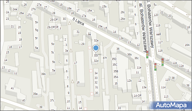 Szczecin, 5 Lipca, 32c, mapa Szczecina