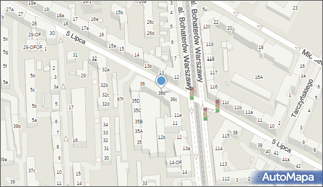 Szczecin, 5 Lipca, 36b, mapa Szczecina