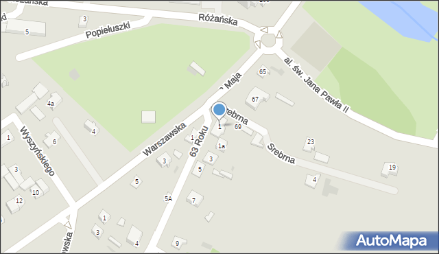 Ostrów Mazowiecka, 63 Roku, 1, mapa Ostrów Mazowiecka