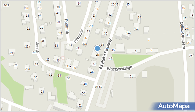 Toruń, 63 Pułku Piechoty, 40-42, mapa Torunia