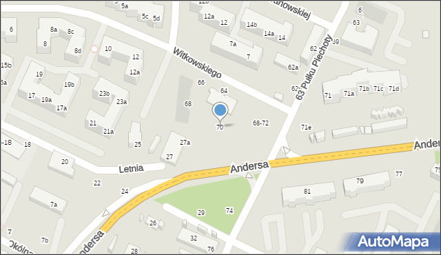 Toruń, 63 Pułku Piechoty, 70, mapa Torunia