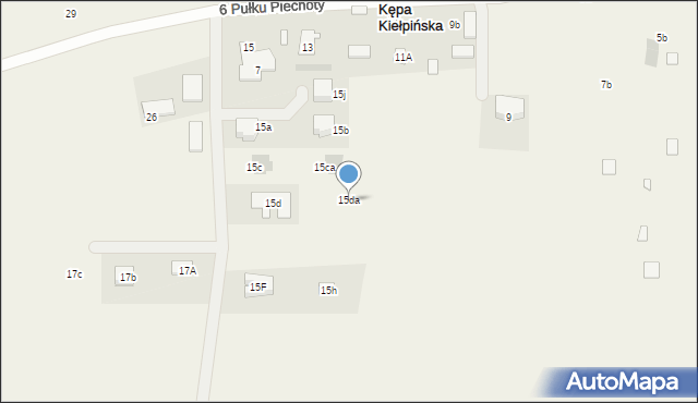 Kępa Kiełpińska, 6 Pułku Piechoty, 15da, mapa Kępa Kiełpińska