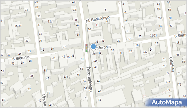 Łódź, 6 Sierpnia, 36, mapa Łodzi