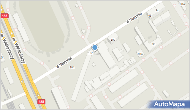 Łódź, 6 Sierpnia, 100w, mapa Łodzi