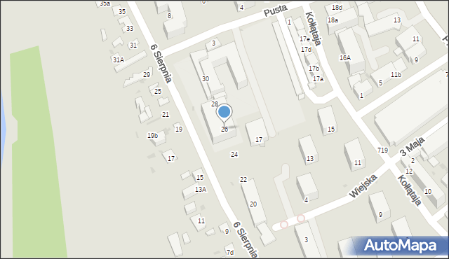 Puławy, 6 Sierpnia, 26, mapa Puław