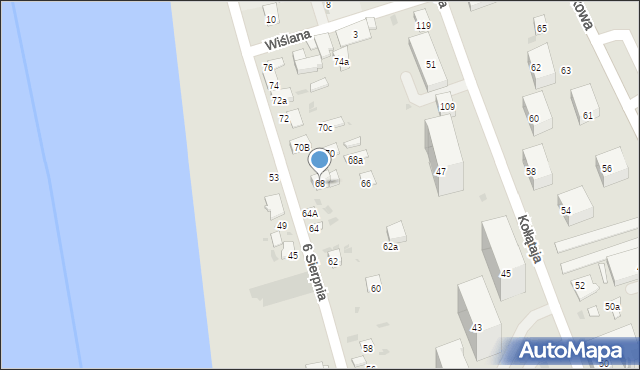 Puławy, 6 Sierpnia, 68, mapa Puław
