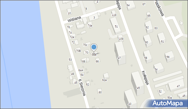 Puławy, 6 Sierpnia, 68a, mapa Puław