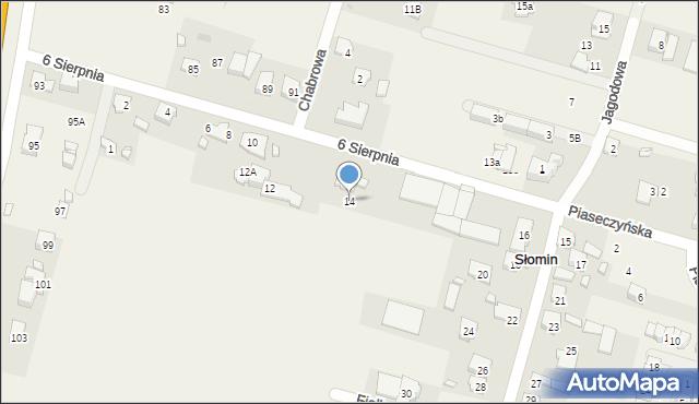 Słomin, 6 Sierpnia, 14, mapa Słomin