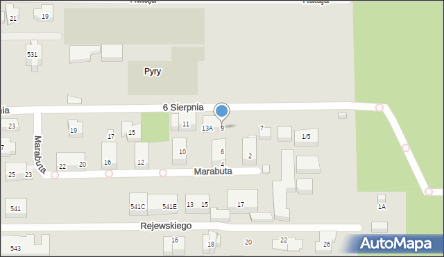 Warszawa, 6 Sierpnia, 9, mapa Warszawy