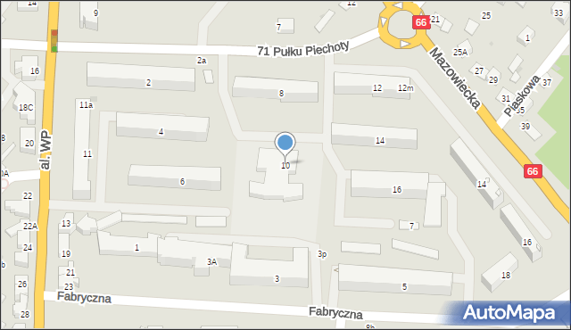 Zambrów, 71 Pułku Piechoty, 10, mapa Zambrów