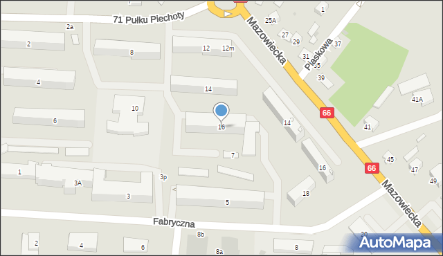 Zambrów, 71 Pułku Piechoty, 16, mapa Zambrów